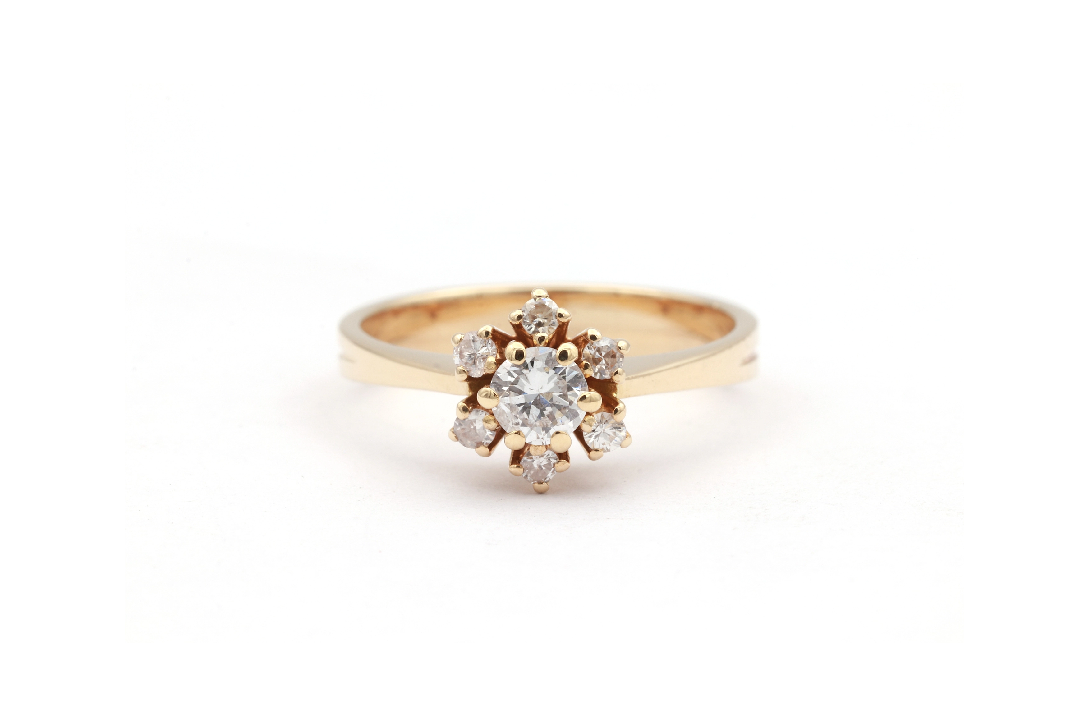 Bague En Or Jaune 18 Carats Avec émeraude Naturelle Et Diamants – Taille 55